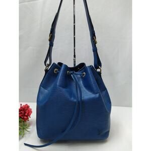 Louis Vuitton Noe Blue Epic Leather Drawstring Bucket Shoulder Bag